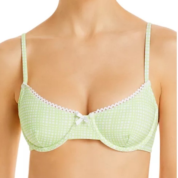 Solid & Striped The Daphne Gingham Underwire Bikini Top green size small - Picture 1 of 9